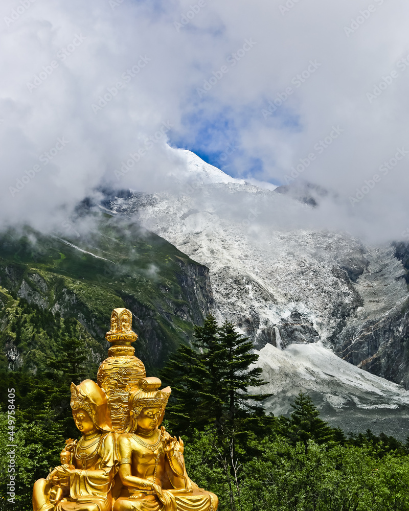 Buddha statue in Hailuogou Glacier forest park Sichuan China Buddha statue in Hailuogou Glacier forest park Sichuan China