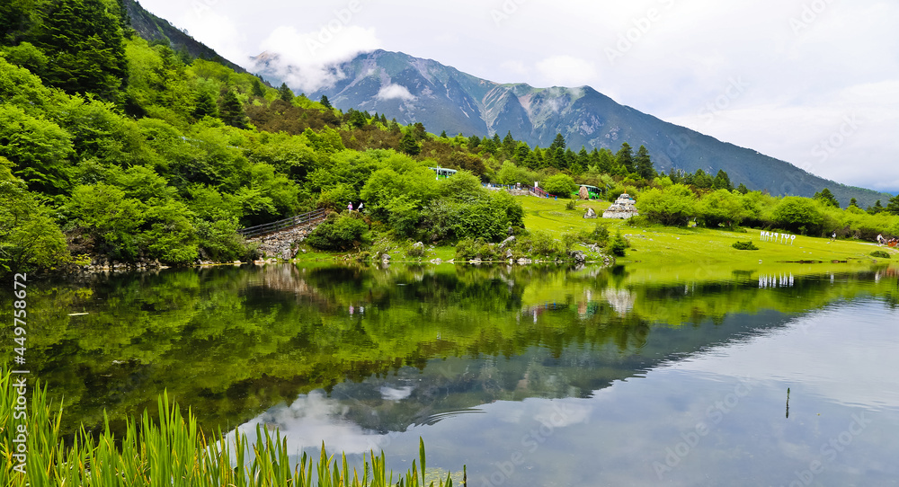 Scenic lake of seven-color sea and mountains Kangding Sichuan China Scenic lake of seven-color sea and mountains Kangding Sichuan China