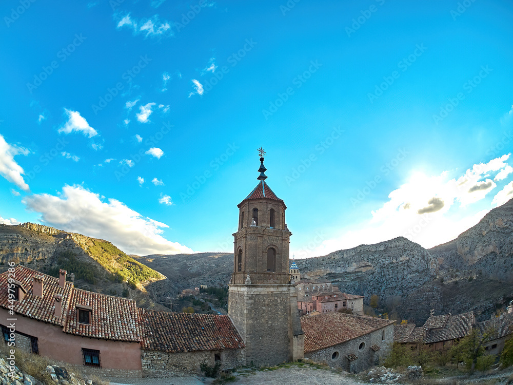 ALBARRACÍN, SPAIN - JUNE 06, 2019: One street of the village of Albarracin, Teruel, Aragon, Spain ALBARRACÍN, SPAIN - JUNE 06, 2019: One street of the village of Albarracin, Teruel, Aragon, Spain