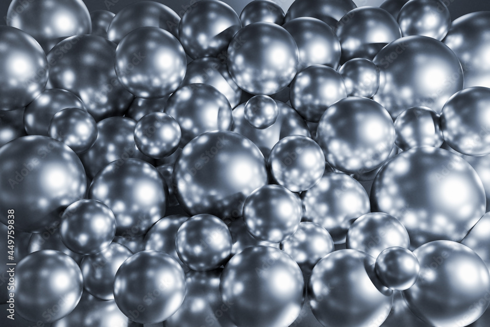 Creative silver spheres background. Celebration and decoration concept. 3D Rendering. Creative silver spheres background. Celebration and decoration concept. 3D Rendering.