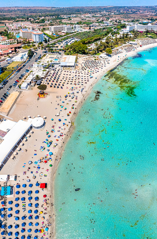 Panorama of famous Nissi Beach. Ayia Napa. Cyprus.