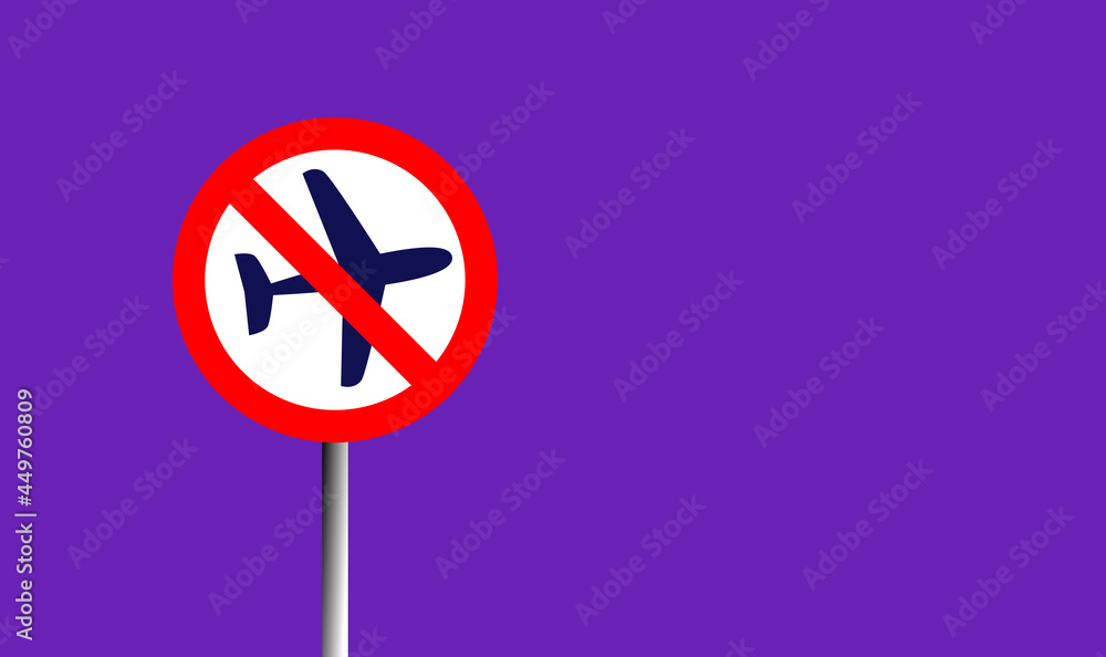 Aircraft silhouette. No fly. Restricted air space. Closed airplane trips. FORBIDDEN signal and paper plane. Strong mauve fund. Prohibition traffic sign.
Aircraft silhouette. No fly. Restricted air space. Closed airplane trips. FORBIDDEN signal and paper plane. Strong mauve fund. Prohibition traffic sign.