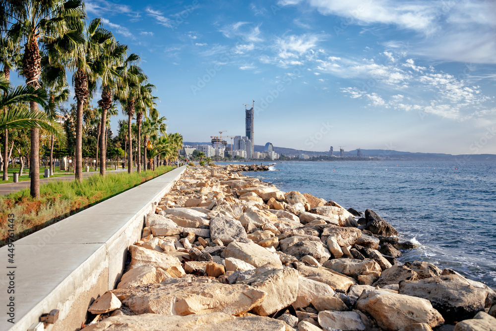 Fototapeta premium View of Limassol seaside park. Cyprus