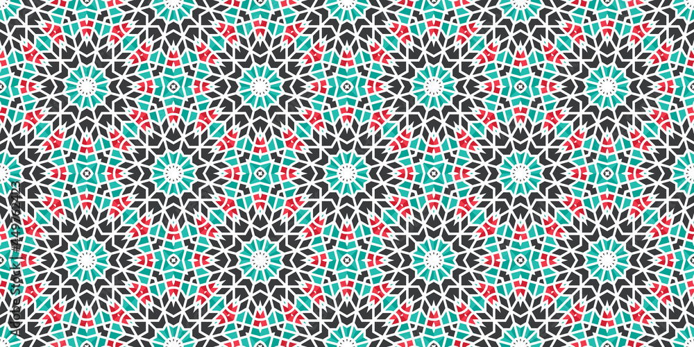 Seamless texture with turquoise arabic ornament. Vector border pattern Seamless texture with turquoise arabic ornament. Vector border pattern