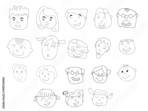 cartoon character drawing hand drawn with thin line Isolated on white background. Vector illustration