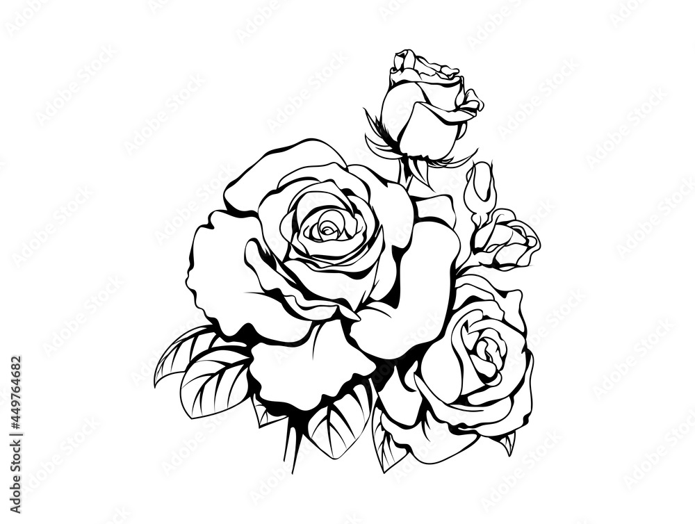 beautiful black and white bouquet rose and leaves Floral arrangement isolated on background beautiful black and white bouquet rose and leaves Floral arrangement isolated on background