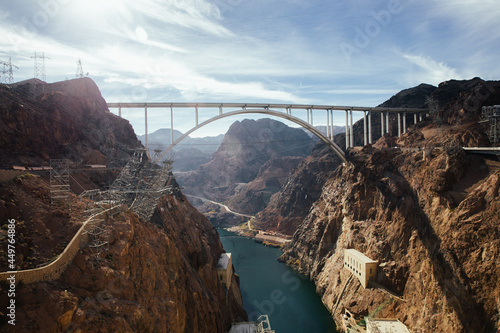 The Hoover Dam on a Clear Day with Blue Skies