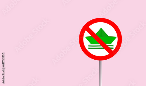 Free Download No ship. Restricted maritime space. Sea trips closed. FORBIDDEN signal and paper boat. Pale pink fund. PROHIBITION traffic sign. Silhouette and symbol. - GFXLoad