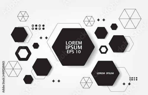 Geometric black hexagon background vector design