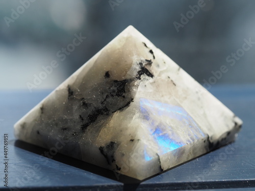 Moonstone with Black and Rainbow Inclusions
