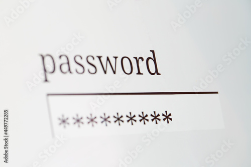 Close-up of password on computer screen photo