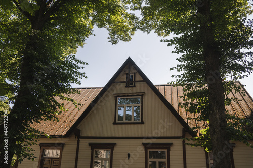 Cute house in Parnu, beautiful colorful estonian city by the Baltic sea, Estonia