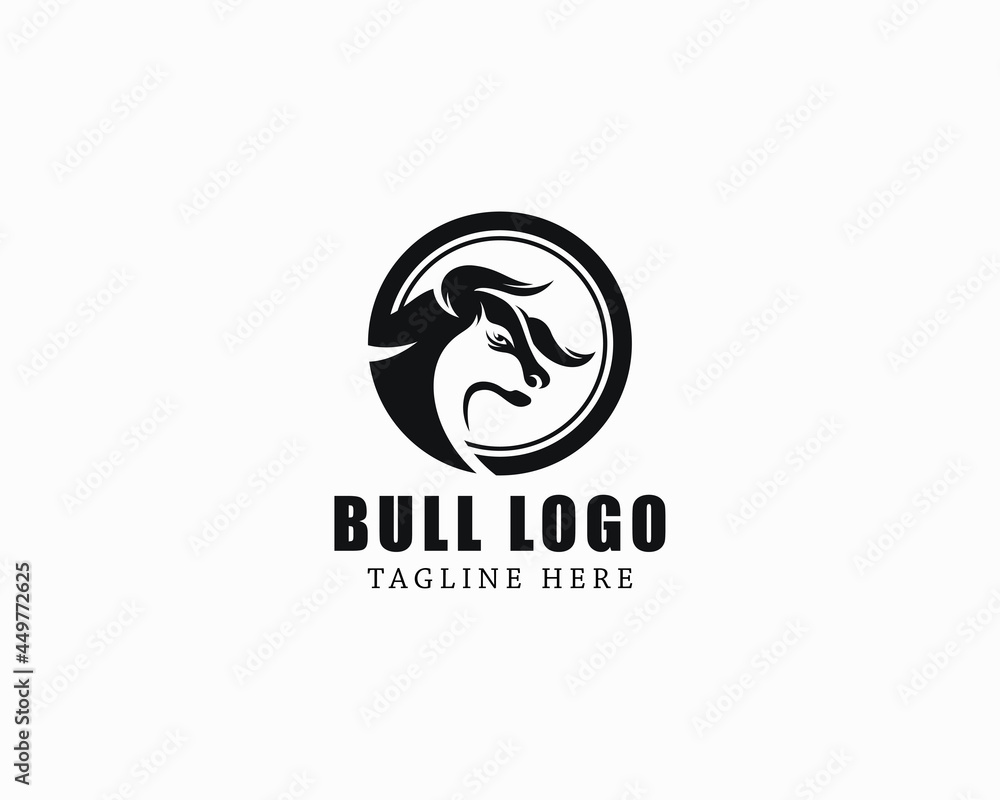 bull logo creative head strong power brand emblem black