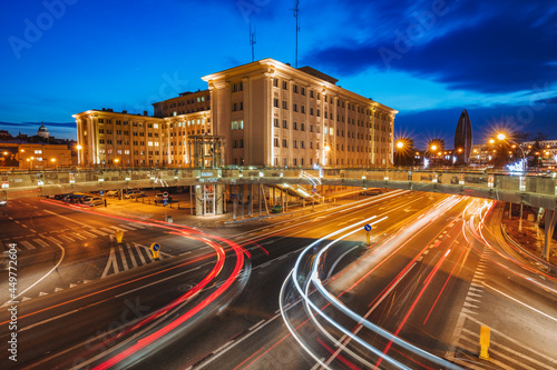 Poland, Subcarpathia, Rzeszow, Evening traffic in city