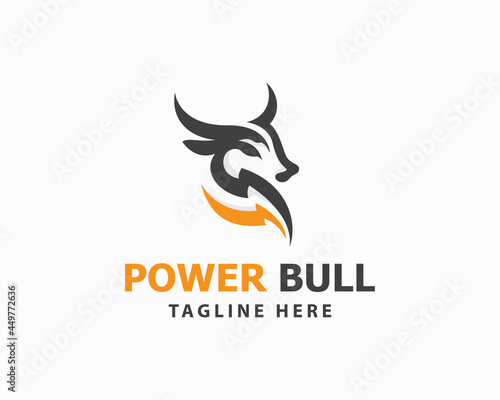 bull power logo creative strong brand concept design vector