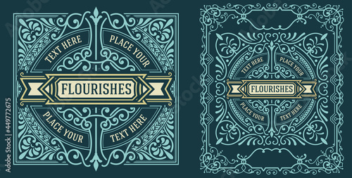 Set of 2 labels with vintage style