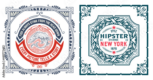 Set of 2 labels with vintage style