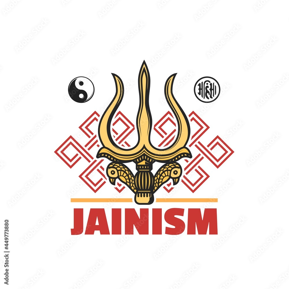 Jainism religion symbol isolated vector icon with Jain Dharma religious