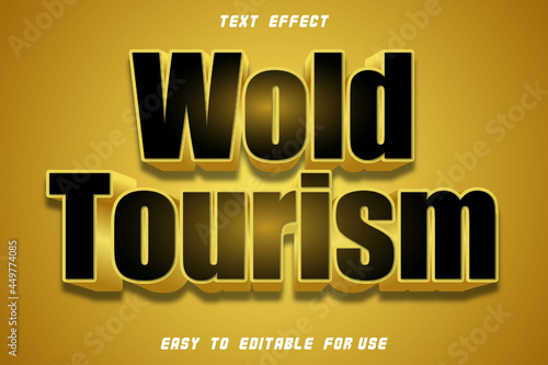 Wold Tourism Editable Text Effect Emboss Gold Style