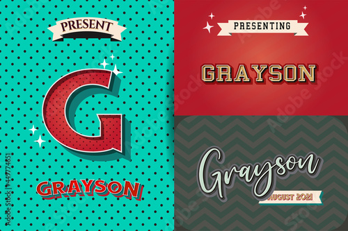 vector illustration Typography name grayson, Retro graphic design elements