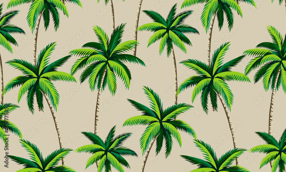 palm trees Background. sand seamless repeat pattern and beautiful trees vector illustration