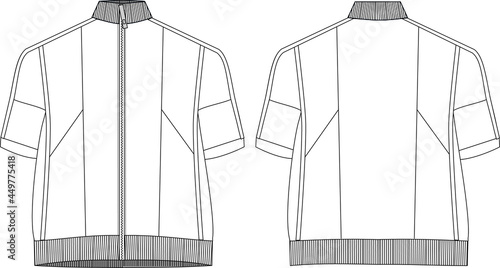 technical fashion drawing in illustrator of a fabulous sport blouse
