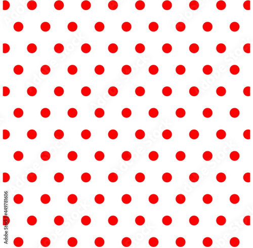 seamless pattern red polka dot circle on white background