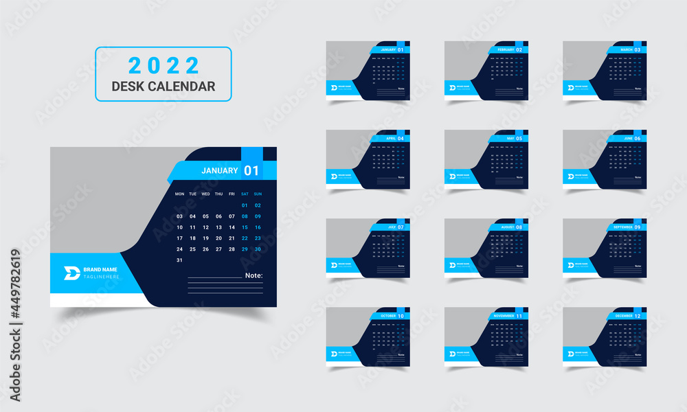 Desk Calendar 2022 Colorful Corporate Desk Calendar Template Design Stock  Vector | Adobe Stock