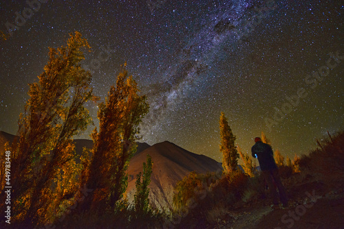 The beautiful Milky Way above the clear and dark sky above Pisco Elqui, Chile. photo