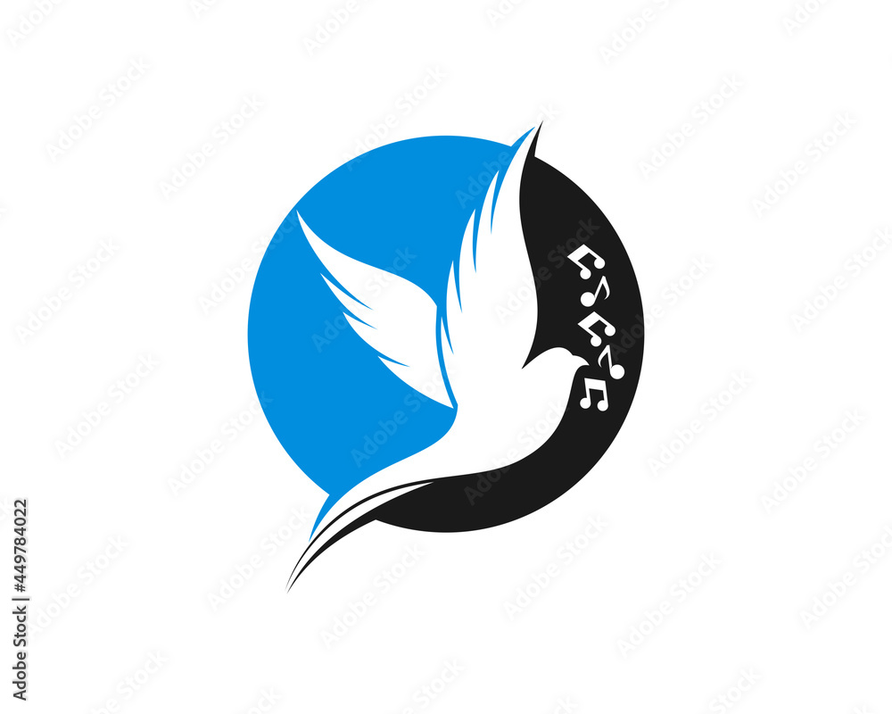 Flying bird silhouette in the circle logo Flying bird silhouette in the circle logo