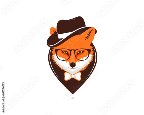 Detective fox head in the point location logo