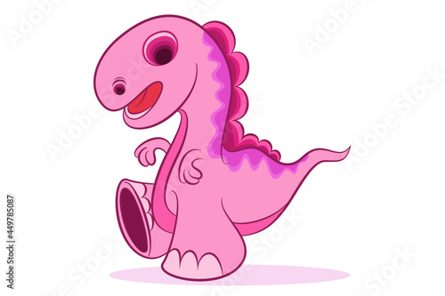 Cartoon dinosaur pink on white background 