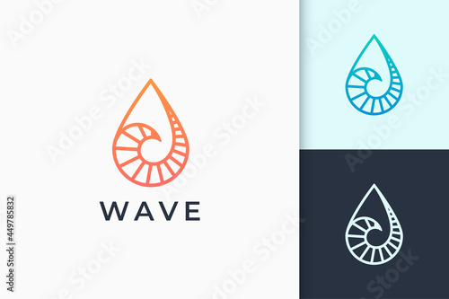 Surf or swim logo represent nautical and beach in wave sea shape