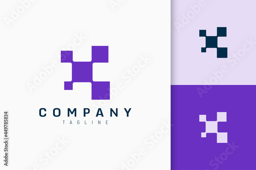 Connection or network logo in square shape represent technology