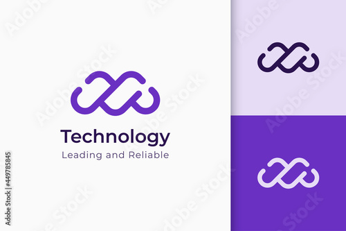 Development or software logo in abstract letter M represent technology photo