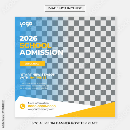 school admission back to school social media template post banner