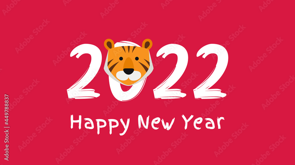 happy new year 2022 .chinese year of tiger red wallpaper banner vector  illustration Stock Vector | Adobe Stock