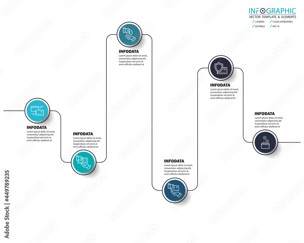 Vector abstract element infographics 6 step. Design for business ...
