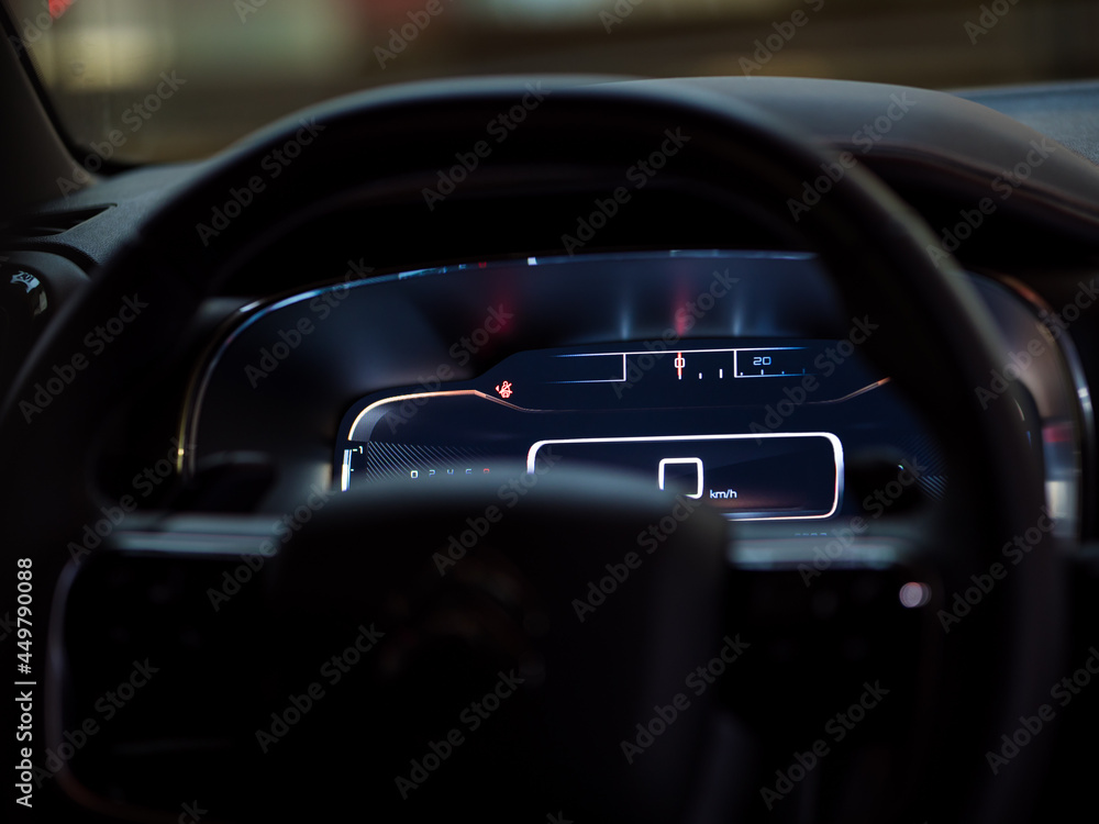 Car interior details at night
