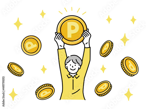 ポイントが貯まる(キャンペーン、使う、還元、お金、お得、節約、感謝) accumulate pointsCampaign, spend, give back, money, save, thank you.