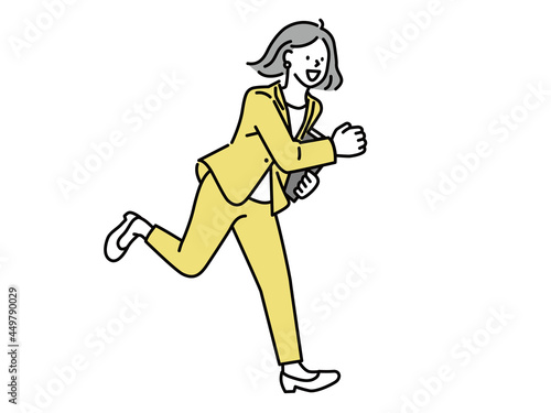 走る会社員のイラスト(ステップアップ、モチベーション、飛躍、向上心、昇進、やる気、努力) Illustration of a male businessman showing step-up, motivation, leap, ambition, promotion, motivation, effort, enthusiasm