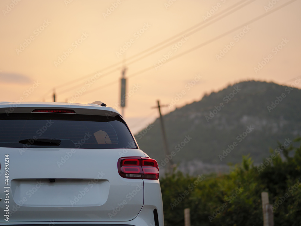 Evening sunset and cars