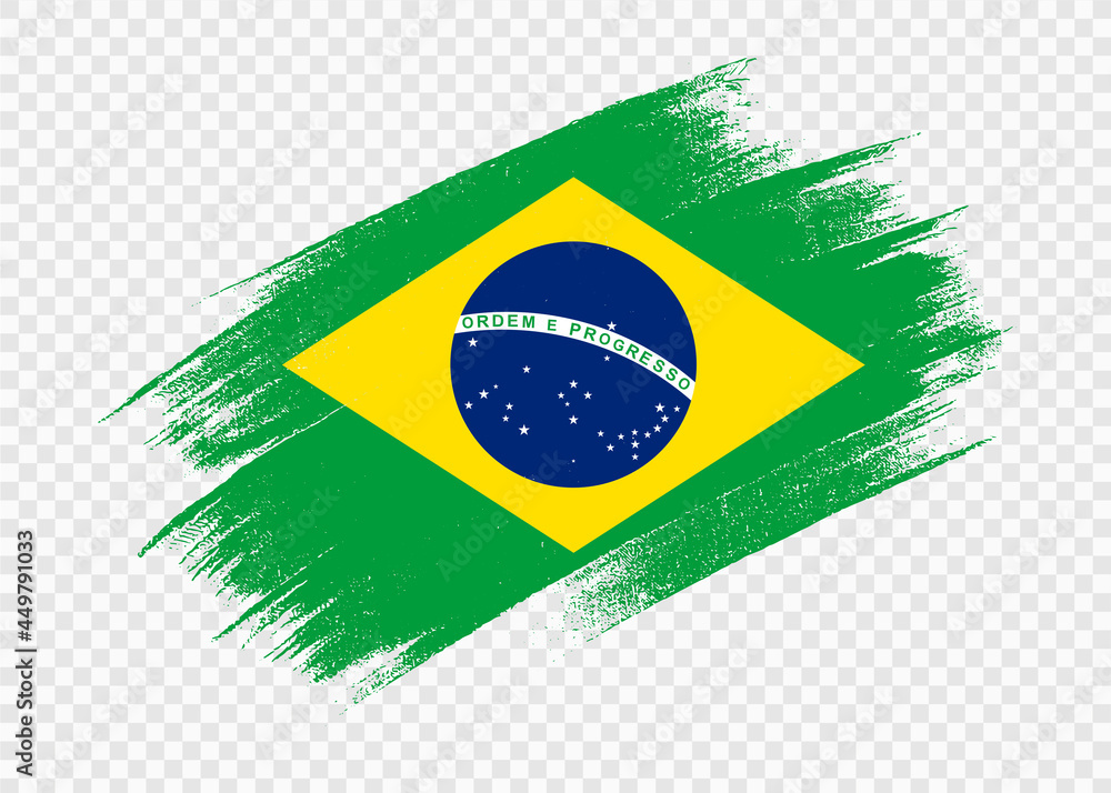 Vetor de Brazil flag with brush paint textured isolated on png or