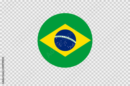 Brazil flag in circle shape isolated  on png or transparent  background,Symbol of Brazil, template for banner,card,advertising, magazine,vector,top gold medal winner sport country
