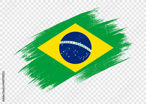 Brazil  flag with brush paint textured isolated  on png or transparent background,Symbol Brazil,template for banner,advertising ,promote, design,vector,top gold medal winner sport country