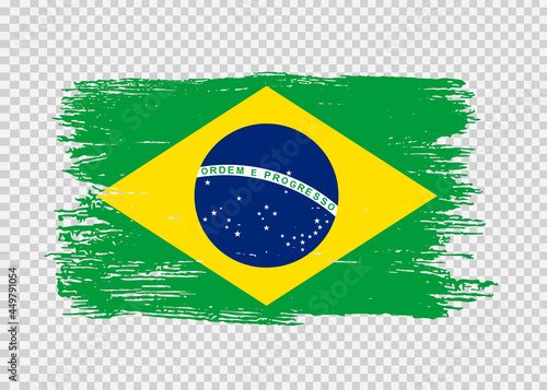Brazil  flag with brush paint textured isolated  on png or transparent background,Symbol Brazil,template for banner,advertising ,promote, design,vector,top gold medal winner sport country