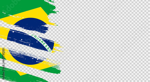 Brazil  flag with brush paint textured isolated  on png or transparent background,Symbol Brazil,template for banner,advertising ,promote, design,vector,top gold medal winner sport country