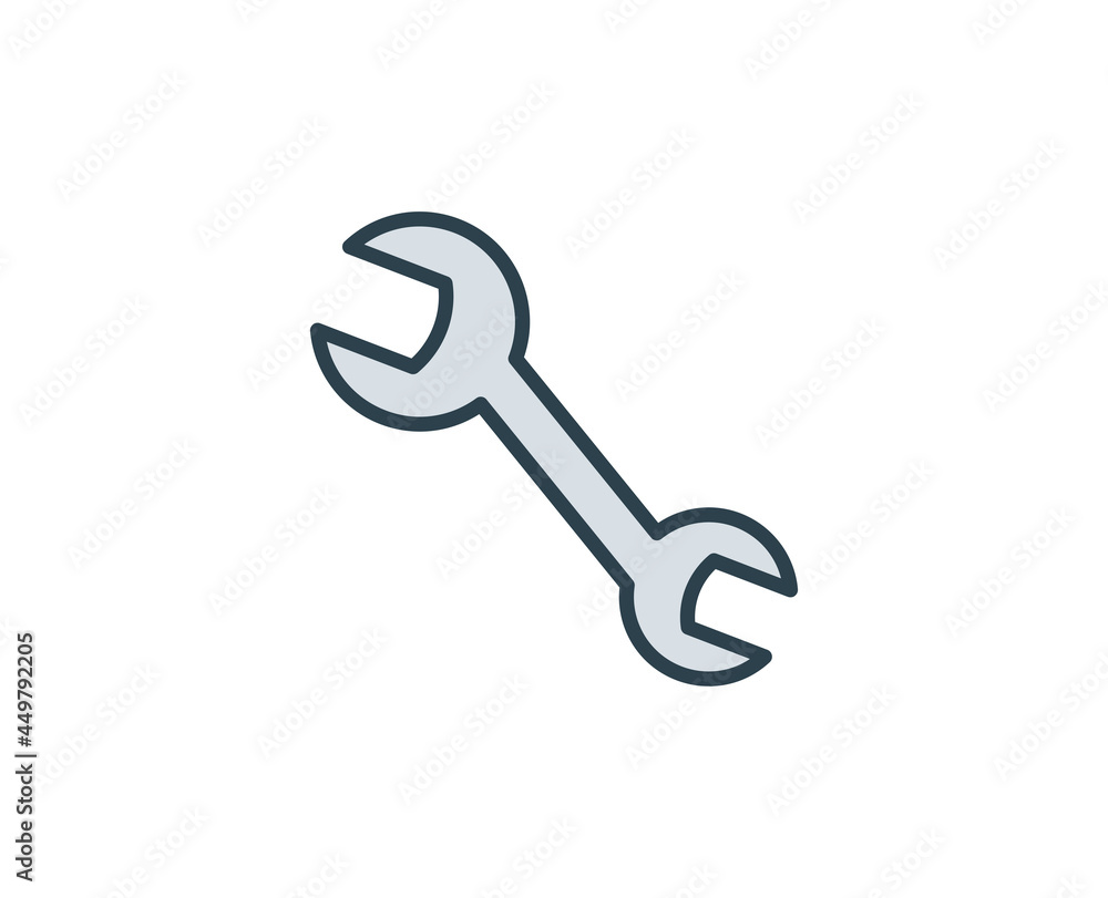 Wrench flat icon. Single high quality outline symbol for web design or mobile app. House thin line signs for design logo, visit card, etc. Outline pictogram EPS10 Wrench flat icon. Single high quality outline symbol for web design or mobile app. House thin line signs for design logo, visit card, etc. Outline pictogram EPS10