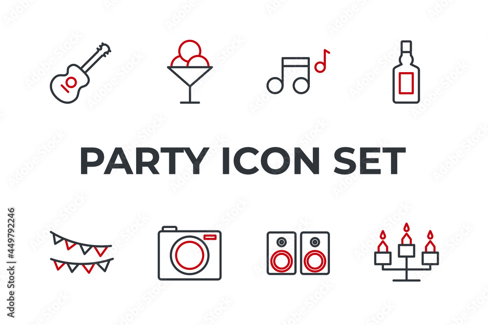 party set icon, isolated party set sign icon, vector illustration party set icon, isolated party set sign icon, vector illustration