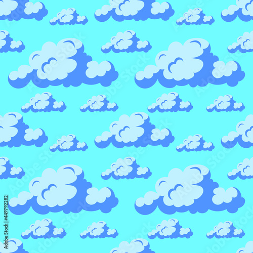 Clouds on a blue background, texture for design, seamless pattern, vector illustration